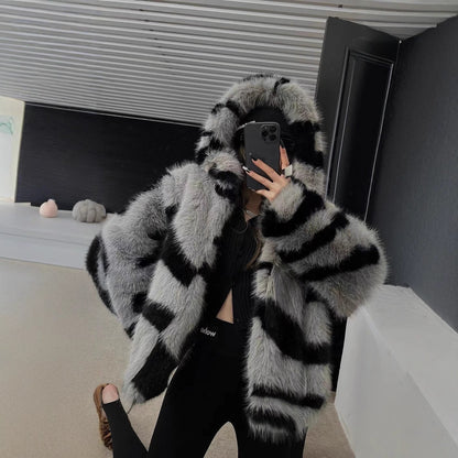 A faux fur coat