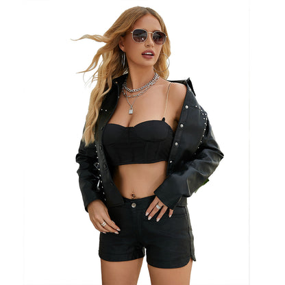 A women's leather jacket