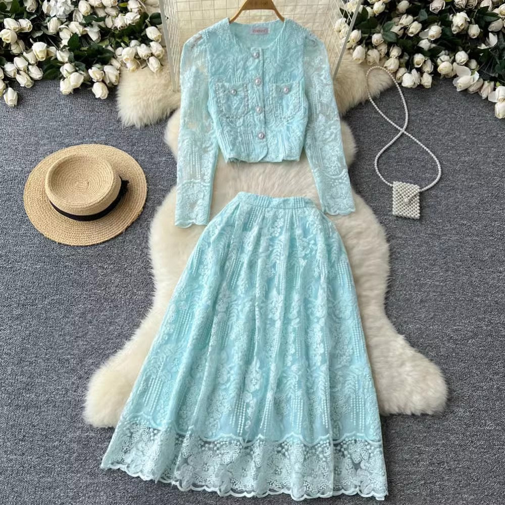 A lace top skirt women's two-piece suit