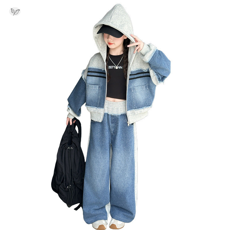 A children's denim two-piece set