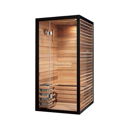 A indoor wood sauna