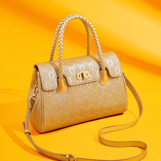 A cowhide handbag messenger bag