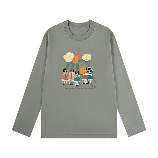 A cotton printed long-sleeved top