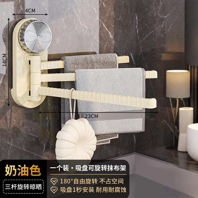 A suction cup rotating towel rack