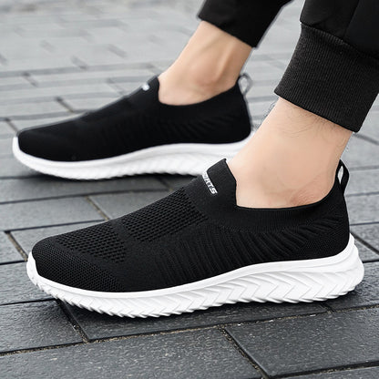 A Flying woven sports shoes men's lightweight large size one pedal casual men's shoes breathable running shoes