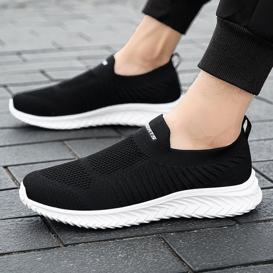 A Flying woven sports shoes men's lightweight large size one pedal casual men's shoes breathable running shoes