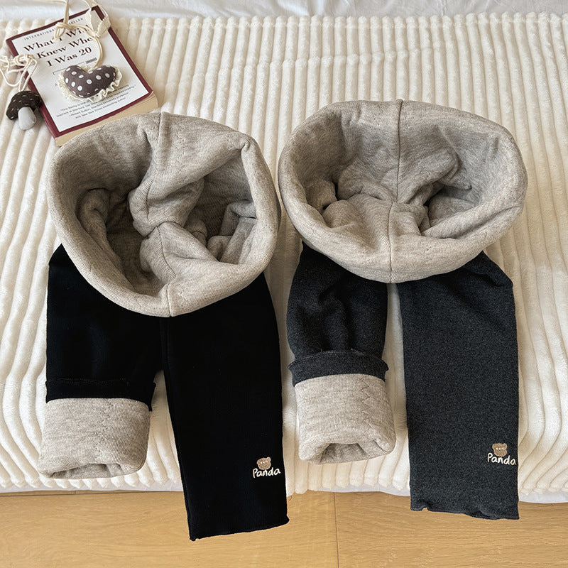 A pair of children's pure cotton double-layer thickened leggings