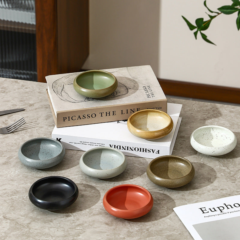 A Coarse pottery sauce plate Household sauce plate Restaurant small dish Japanese ceramic plate High value soy sauce vinegar plate