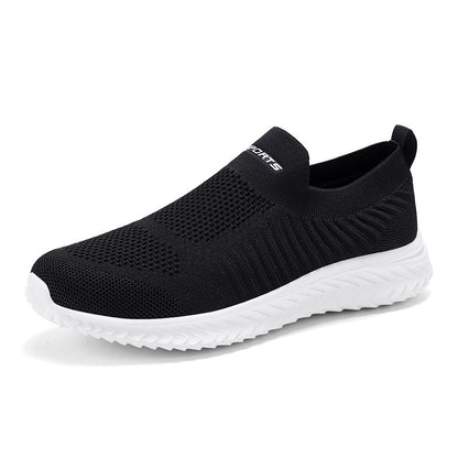 A Flying woven sports shoes men's lightweight large size one pedal casual men's shoes breathable running shoes