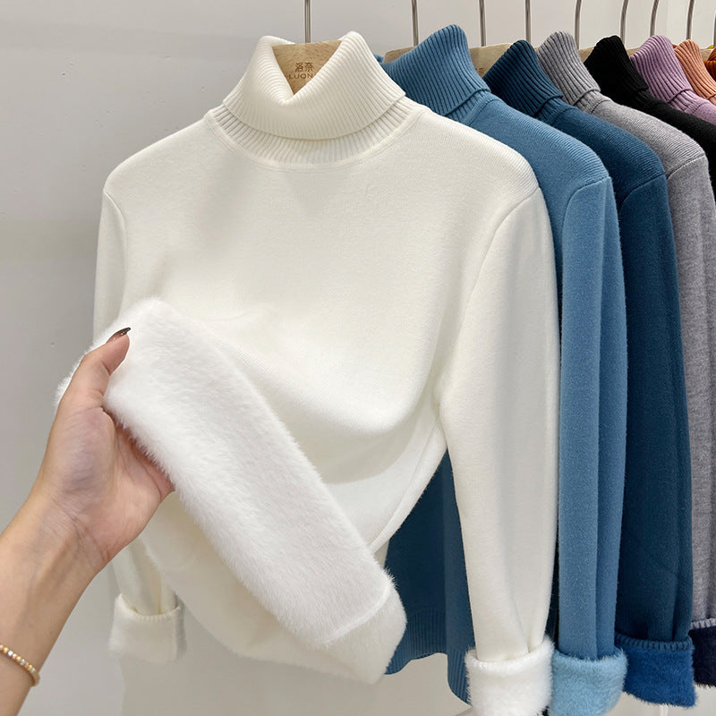 A integrated fleece turtleneck sweater women's fleece thickened