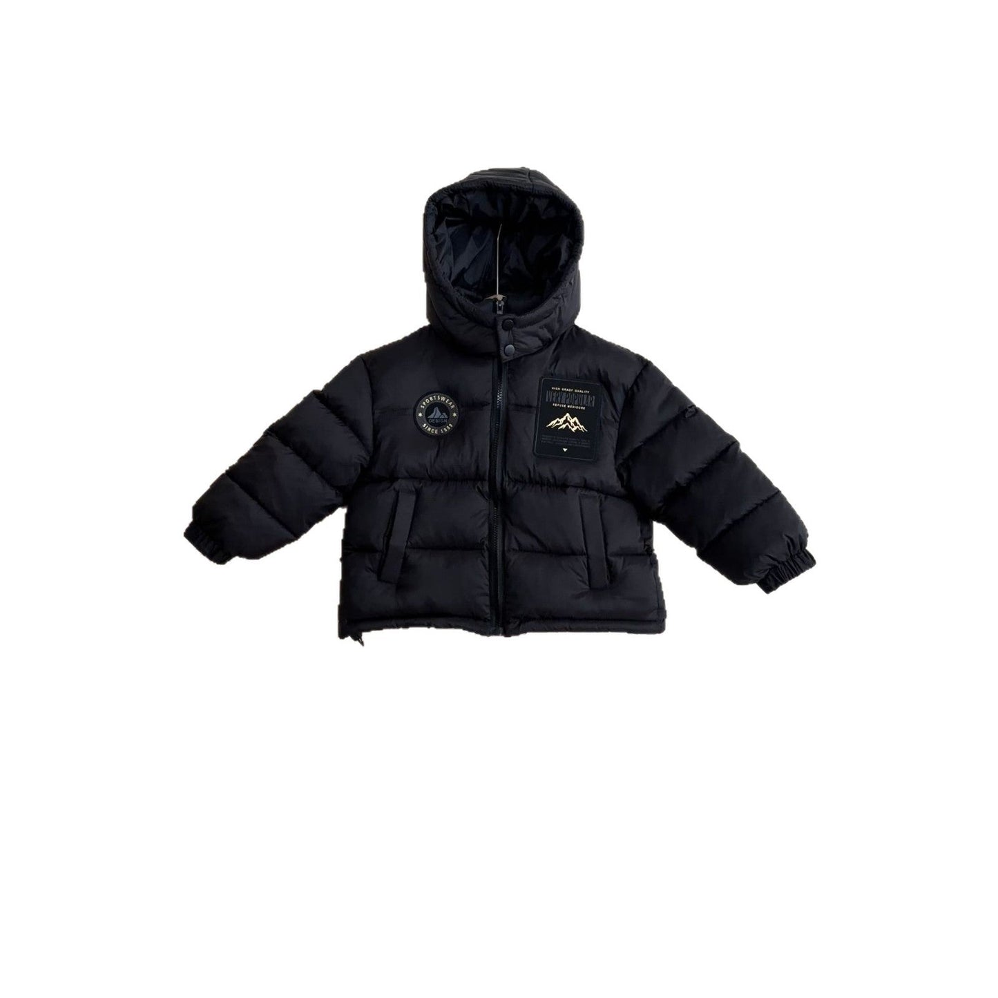 A children's down cotton clothes boys and girls thickened warm winter black gold neutral cotton clothes children's clothes jacket cold