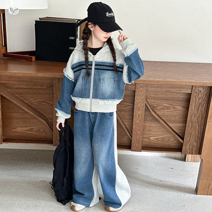 A children's denim two-piece set