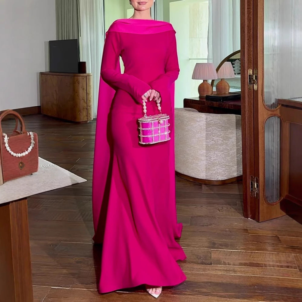 A shawl streamer evening dress