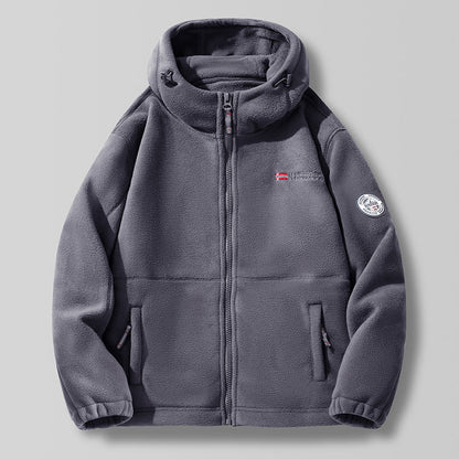 A Fall and Winter Outdoor Fleece Thickened Hooded Men's Fleece Jacket