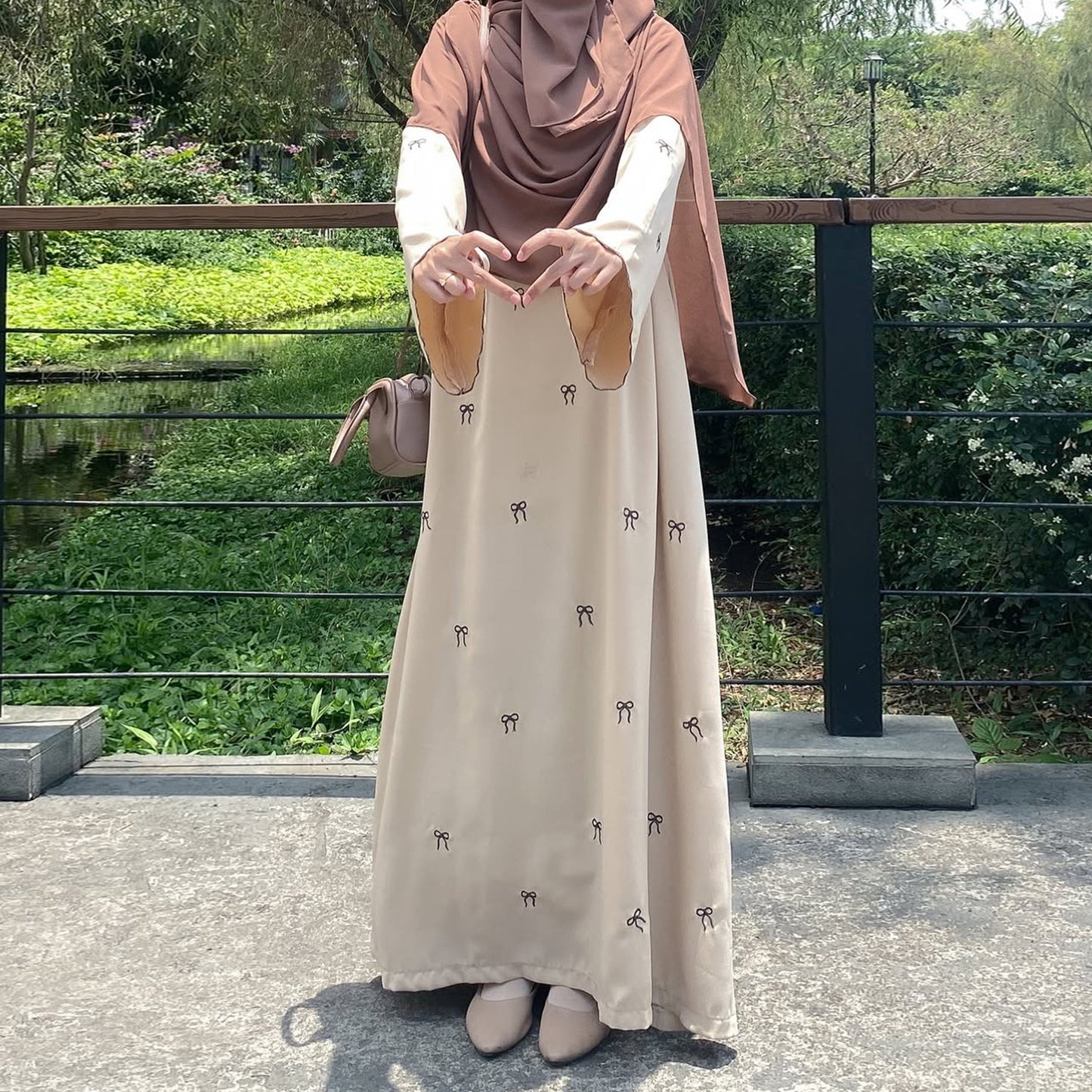 A bow embroidered dress