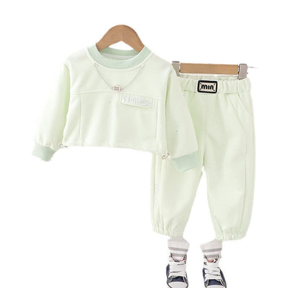 A Baby Clothes Spring Girls' Foreign Style Sequins Set Two-piece Set