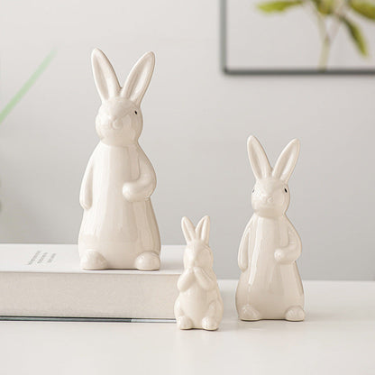 A rabbit shape ceramic handicraft ornament