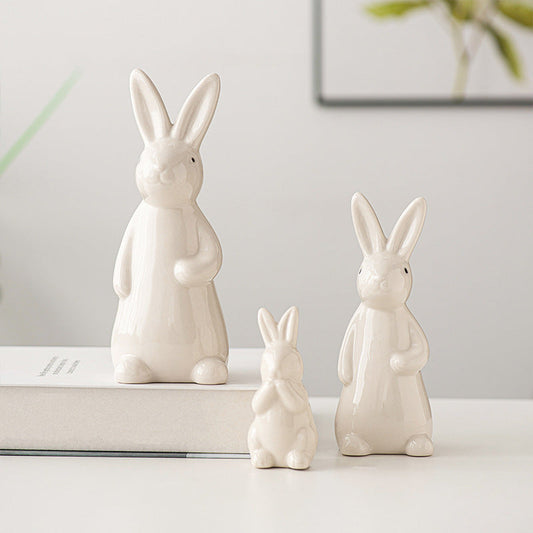 A rabbit shape ceramic handicraft ornament