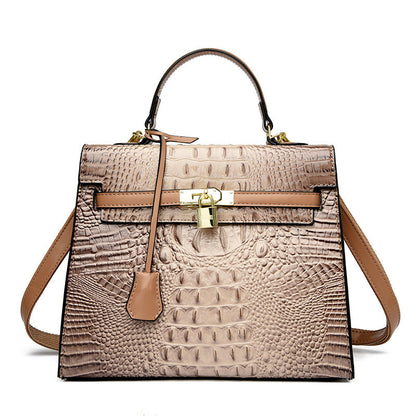 A new crocodile pattern platinum women's bag fashion handbag shoulder bag Kelly bag messenger bag