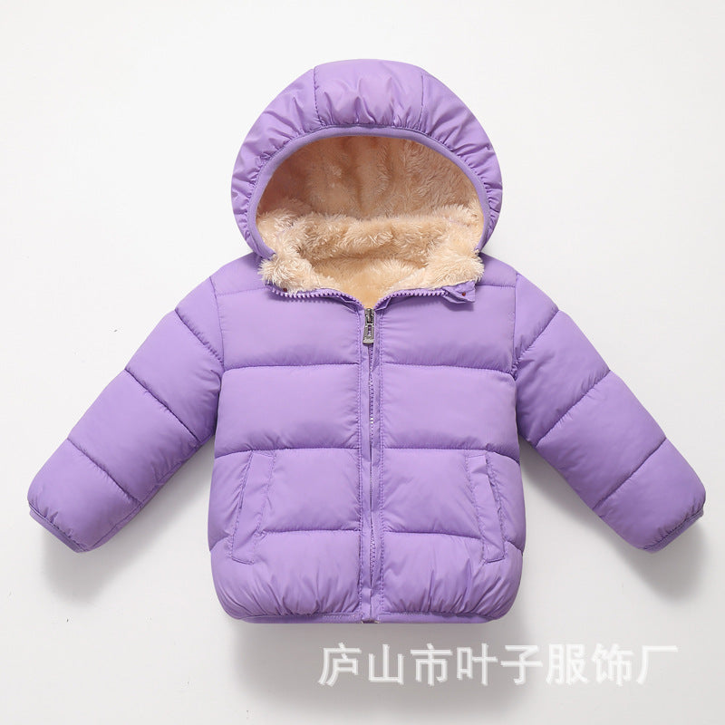 A children's down cotton-padded clothes, winter clothes, down boys and girls, small and medium-sized children's clothing, thick hat-off jacket, children's cotton-padded jacket