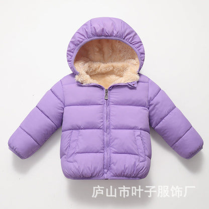 A children's down cotton-padded clothes, winter clothes, down boys and girls, small and medium-sized children's clothing, thick hat-off jacket, children's cotton-padded jacket