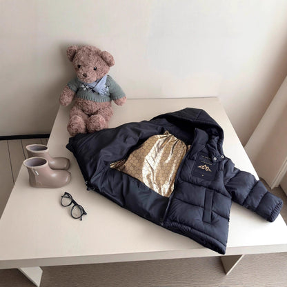 A children's down cotton clothes boys and girls thickened warm winter black gold neutral cotton clothes children's clothes jacket cold