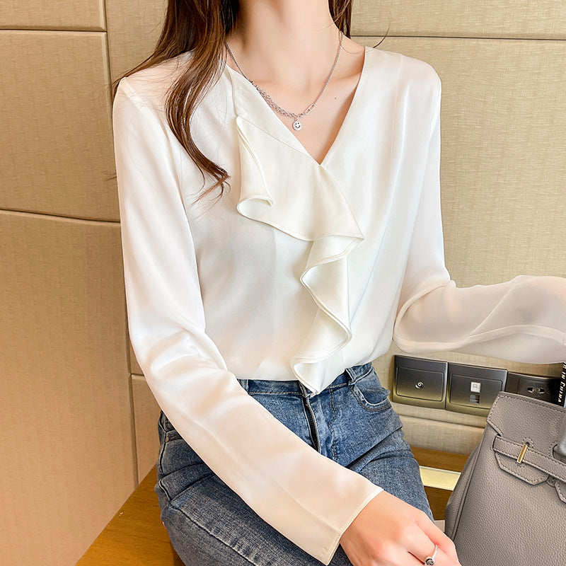 B2-m1 Spring and Autumn New Lotus Leaf Chiffon Shirt - Mixbatch