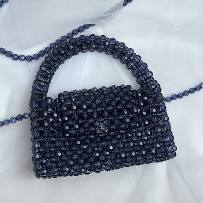 A simple premium retro champagne small mobile phone bag homemade heavy industry oblique span portable woven beaded bag DIY material bag