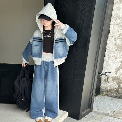 A children's denim two-piece set