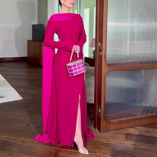 A shawl streamer evening dress