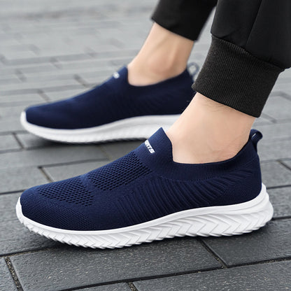 A Flying woven sports shoes men's lightweight large size one pedal casual men's shoes breathable running shoes