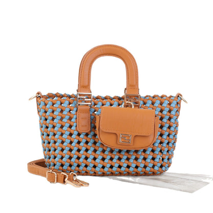A woven handbag