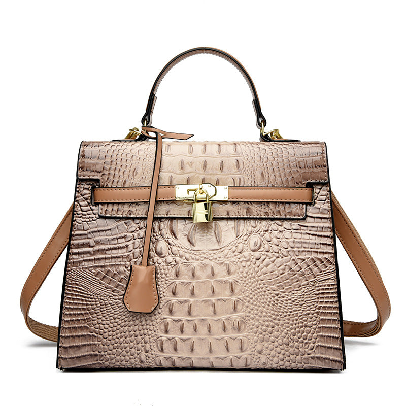 A new crocodile pattern platinum women's bag fashion handbag shoulder bag Kelly bag messenger bag