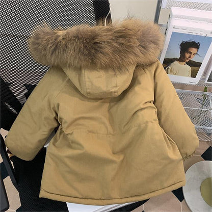 A girls jacket velvet cotton-padded winter clothing foreign style girls baby thicker pie to overcome