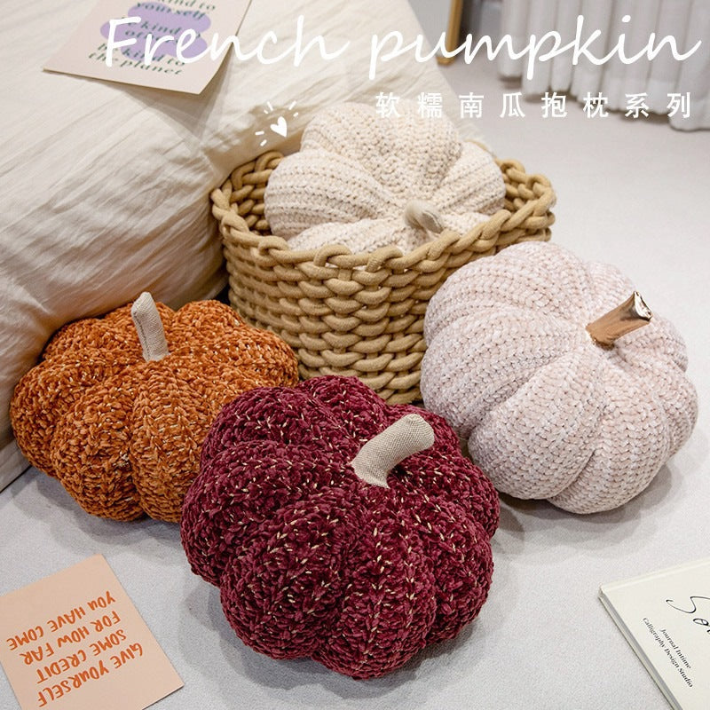 A wool pumpkin throw pillow decorative ornament