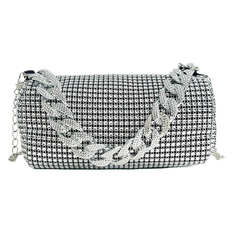 A mesh drill chain bag women's new spring personalized foreign style explosion single shoulder niche dinner bag women