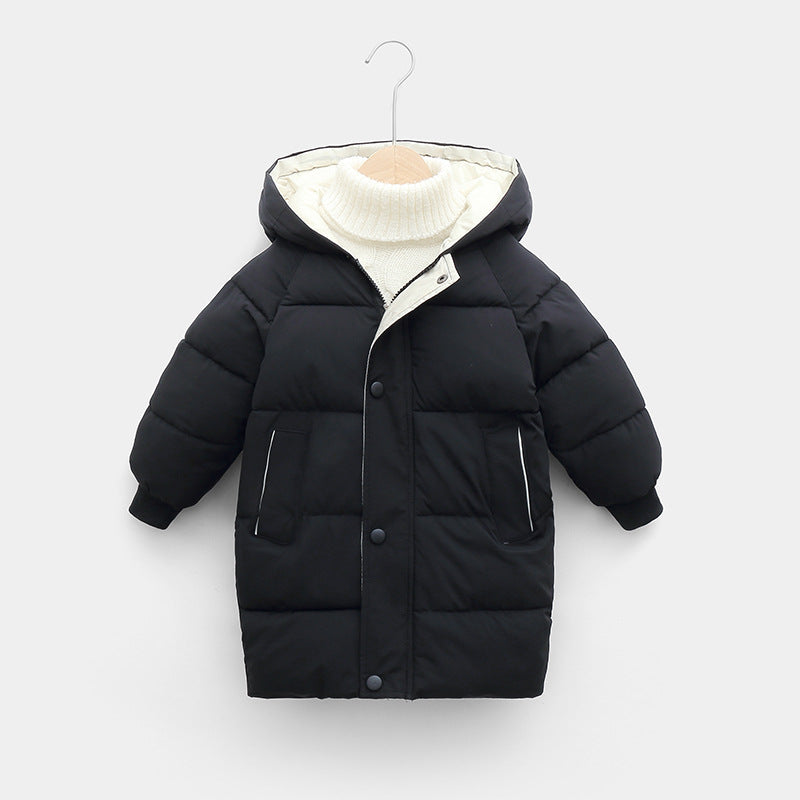 A Autumn and winter thickened children's down cotton clothes short boys and girls medium children Korean version hooded jacket
