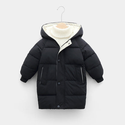 A Autumn and winter thickened children's down cotton clothes short boys and girls medium children Korean version hooded jacket