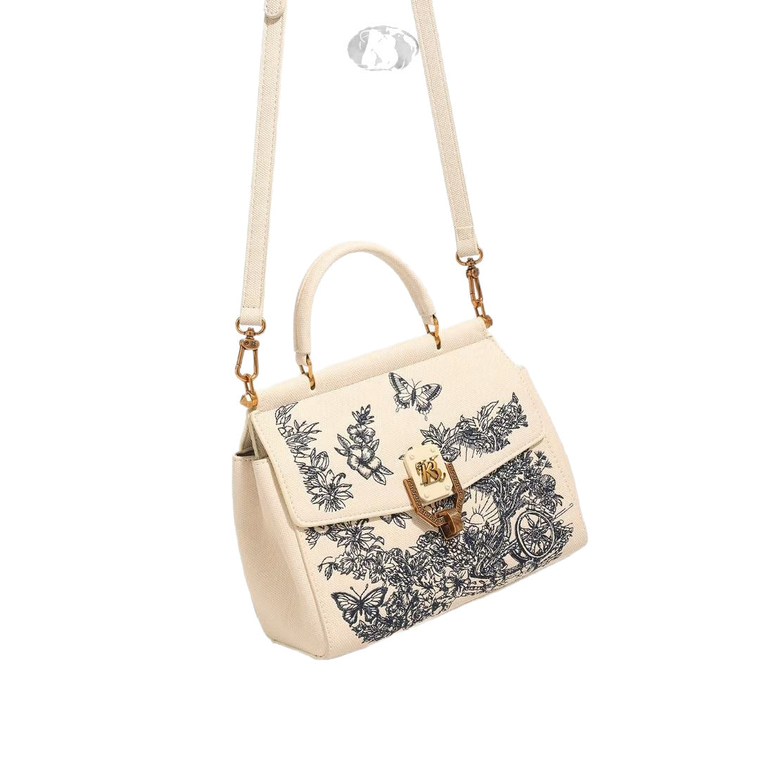 A high-end cross-border fashion embroidered handbag women's new versatile foreign trade lock single shoulder messenger bag