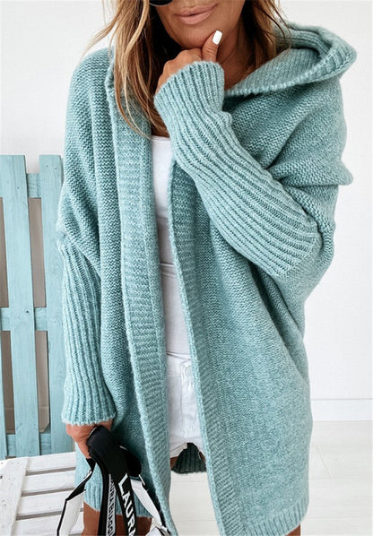 A hooded sweater jacket