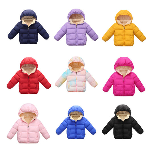 A children's down cotton-padded clothes, winter clothes, down boys and girls, small and medium-sized children's clothing, thick hat-off jacket, children's cotton-padded jacket