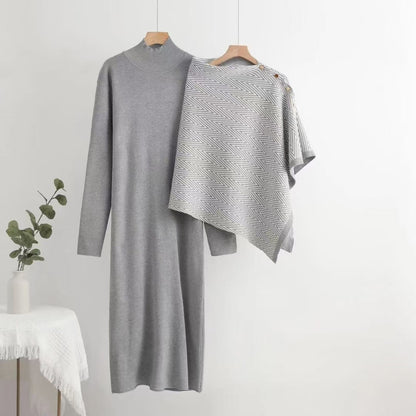 A two-piece  knitted shawl dress