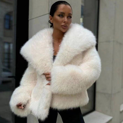 A faux fur coat