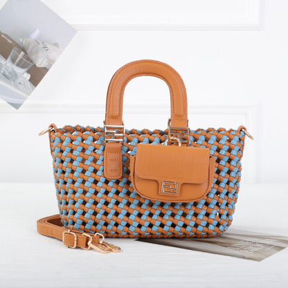 A woven handbag