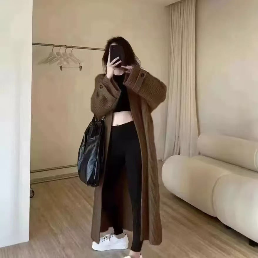 A long sweater knit jacket