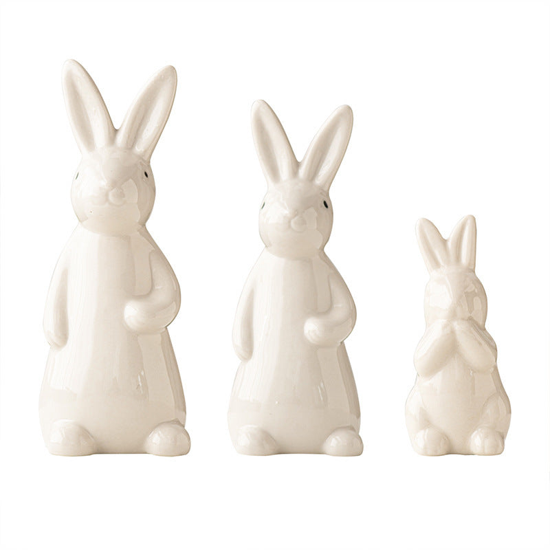 A rabbit shape ceramic handicraft ornament