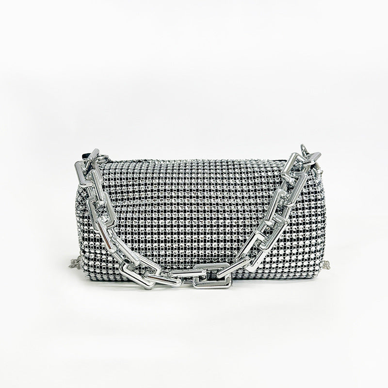 A mesh drill chain bag women's new spring personalized foreign style explosion single shoulder niche dinner bag women