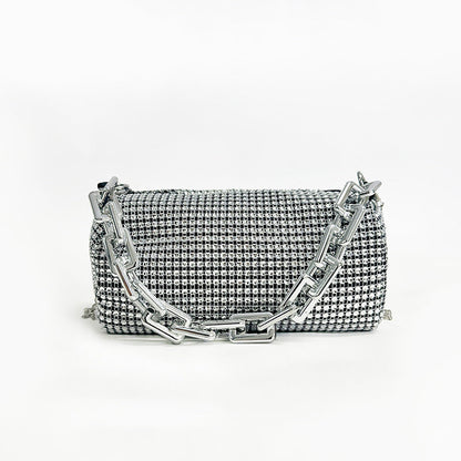 A mesh drill chain bag women's new spring personalized foreign style explosion single shoulder niche dinner bag women