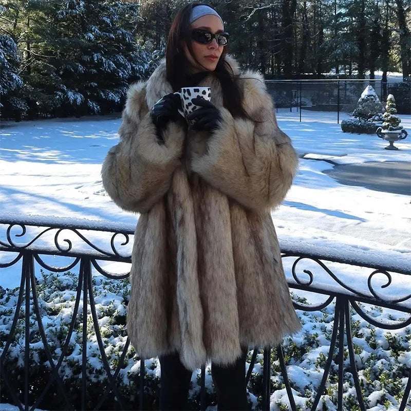 A faux fur coat