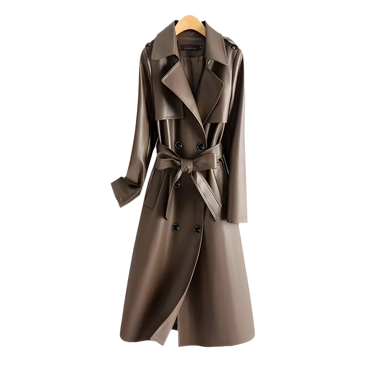 A PU leather jacket long